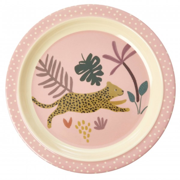 rice Melamin Speiseteller für Kinder "Jungle Animals" (Pink)