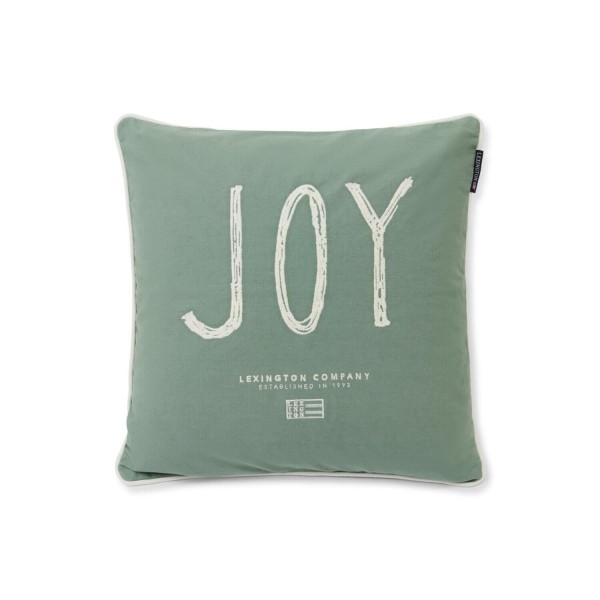 Kissenhülle aus Bio-Baumwollcanvas "Joy" - 50x50cm (Grün/Weiß) von Lexington