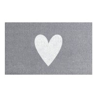 Waschbare Fußmatte "Weißes Herz" - 45x75 cm (Grau/Weiß) von Eulenschnitt