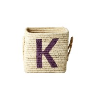 rice Aufbewahrungskorb aus Raffia "Buchstaben - K" - Klein/Quadratisch