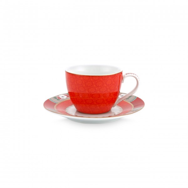 Pip Studio Espresso-Tasse mit Untertasse (Rot)