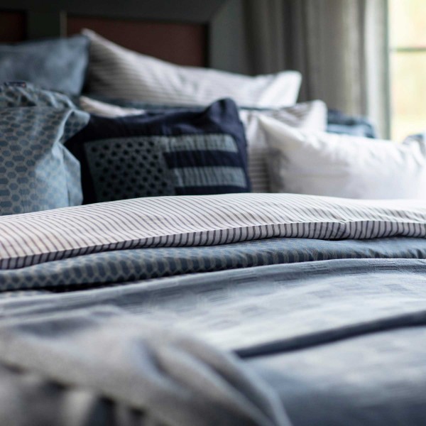 Bettdeckenbezug aus Baumwolle/Tencel - 135x200 cm (Blau/Weiß - Gestreift) von Lexington