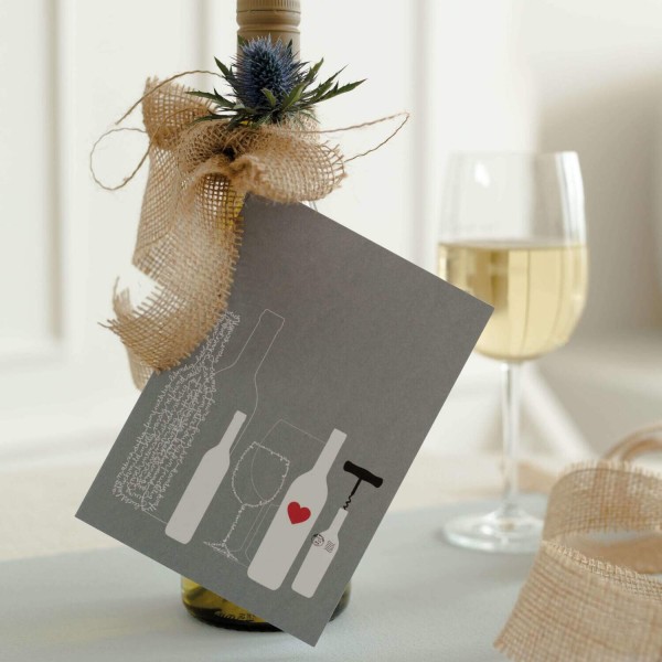 Weinkarte "Flaschen" - 11,8x16,6 cm (Grau) von räder Design