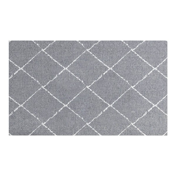 Waschbare Fußmatte "Karos" - 45x75 cm (Grau/Weiß) von Eulenschnitt