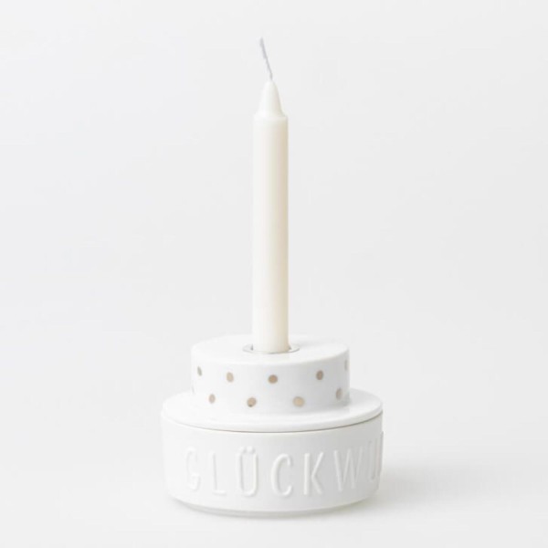 Lichttörtchen "Happy Birthday" - 7x5 cm (Weiß) von räder Design