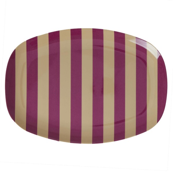rice Melamin Platte rechteckig "Stripes" - 30x22 cm (Bunt)