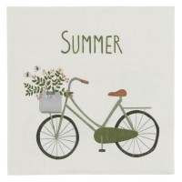 Ib Laursen Papierservietten "Fahrrad und Summer" - 33x33 cm (Weiß/Grün)