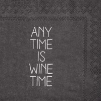 Vino-Servietten "Any time is wine time" - 25x25cm (Grau) von räder Design