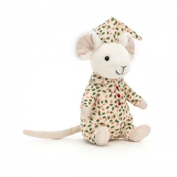 Jellycat Kuscheltier Weihnachtsmaus im Schlafanzug "Merry Mouse"