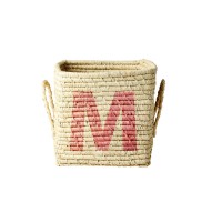 rice Aufbewahrungskorb aus Raffia "Buchstaben - M" - Klein/Quadratisch