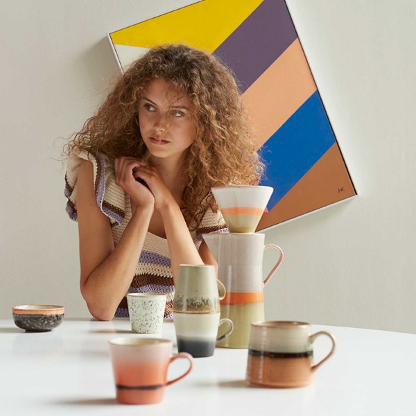 Kaffeetasse im 4er-Set "70s ceramics" (Orange/Braun) von HKliving