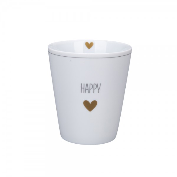 Krasilnikoff Happy Mug "Happy" (Weiß / Gold)